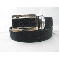 ราคา เข็มขัดผู้ชาย หนังปลากระเบนแท้ สีดำล้วน หัวเข็มขัด Autolock Free Size / Genuine All Black Stingray Leather Belt (927586104)
