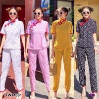 ราคา ❤️ชุดตรุษจีน Set 2 ชิ้น เสื้อคอจีนแขนสั้น มีซิปหลัง มาพร้อมกางเกงขา 5 ส่วน เอวสม็อกหลัง เนื้อผ้าลินินแท้นิ่มพิมพ์ลายดอก (5477827512)