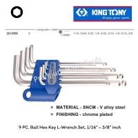 ราคา KING TONY ชุดประแจ L หกเหลี่ยม หัวบอล ขาว ยาว นิ้ว ขนาด 1/16" - 3/8" รุ่น KING TONY 20129SR (9 ตัว/ชุด) (6020230075)