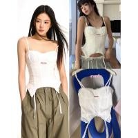 ราคา เสื้อสายเดี่ยวผ้าฝ้ายลูกไม้ ฉลุ ด้านหลังเป็นซิป สายเลื่อนได้จ้า (43903678041)