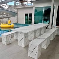 ราคา ชุดโต๊ะสนามโมเดิร์น 12 ที่นั่ง Outdoor furniture เข้าได้กับบ้านทุกสไตล์ คุณภาพยืน 1 โต๊ะปูนสนาม (20060630206)