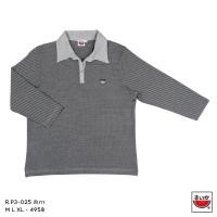 ราคา แตงโม (SUIKA) - เสื้อคอปกปีกนก ลายริ้ว ปักแตงโมตรงอกซ้าย แขนสามส่วน (R.P3-025) (23083510432)