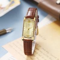 ราคา Gody Ladies Retro Quartz Ladies Watch Niche High-End นาฬิกาหนังแท้ขนาดเล็ก Square Disc นาฬิกาโบราณที่สอง (43526778569)
