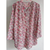 ราคา *รหัสส085 เสื้อ อก 46นิ้ว ผ้าหางกระรอกสีครีม ลายกุหลาบดอกเล็กสีชมพู เสื้อทำ_งาน สาวอวบ plus size ผ้าผู้ใหญ่ (15951238404)