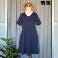 ราคา Uniqlo เดรสทำงาน มือสอง แบรนด์ญี่ปุ่นแท้% Size S (อก 32“) สีกรมเข้ม มีกระเป๋าข้าง L10 (25254848224)