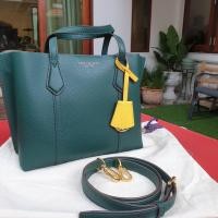 ราคา Tory Burch Perry Leather Tote สีเขียว (ของแท้ 100%) (7252258813)
