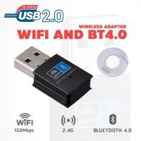 ราคา WiFi+Bluetooth V4.0 Dongle 150Mbps USB Wireless Adapter 802.11 B/G/N Laptop PC (3941742431)