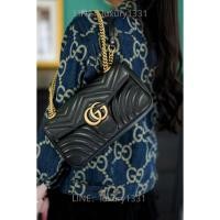 ราคา ซื้อจากฝรั่งเศส มีใบเสร็จGucci สีดำ กระเป๋า GG MARMONT SMALL SHOULDER BAG การรับประกันสองปี ของแท้ (26727468498)