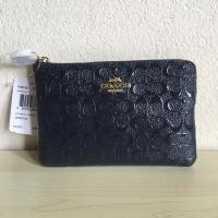 ราคา [พร้อมส่ง]แท้ COACH Corner Zip Wristlet Debossed Patent Leather (Size S) กระเป๋าคล้องมือ1ซิป หนังแก้วสีดำ (6x4นิ้ว) (19719057182)