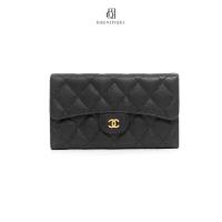 ราคา [ของแท้] CHANEL SARAH WALLET LONG BLACK CAVIAR GHW มีใบรับประกัน ตรวจสอบได้ทุกใบ ✅ (42308970394)