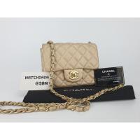 ราคา USED!!! CHANEL MINI 7" SQUARE METALLIC GOLD GHW (23618708842)