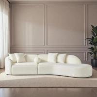 ราคา Curvy Sectional โซฟา 133 "ในสไตล์ Japandi - การออกแบบที่หรูหราสําหรับตกแต่งห้องนั่งเล่นที่ทันสมัย (28693781782)