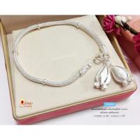 ราคา สร้อยข้อมือเงินแท้ 99.9% งานสุโขทัย สร้อยลายหกเสา ห้อยตุ้งติ้งดอกรัก SK0068 (318699600)