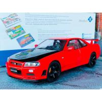 ราคา โมเดลรถR34 1/18 โมเดลรถR34gtr โมเดลรถ Nissan skyline R34 GTR Vspec Nismo Lava Orange Solido Model 1:18 ราคา ok (55400766157)