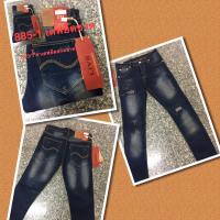 ราคา ยีนส์ขาเดฟ กางเกงยีนส์ขายาวผ้ายืดชาย เดฟยืด สียีนส์ ดำ และ มิดไนท์ สนิมขาว ยีนส์ขาดปะ เป้า กระดุม Size 28-36 (7369821444)