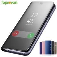 ราคา Topewon For Samsung Galaxy S21 Ultra S20 Plus Note 20 Phone Case, Smart Clear View Cover Flip Stand Mirror Casing (6477790068)