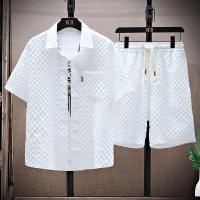 ราคา 男士夏季套装 เสื้อยืดแขนสั้นรัดรูปชุดกีฬา套装宽松套装 เกย์气一套装 衣服 ชุดฤดูร้อนของผู้ชายเสื้อยืดแขนสั้นกางเกงขาสั้นกีฬาปก20251226 (50803769229)