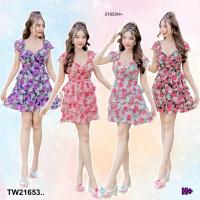 ราคา มินิเดรส แขนสั้น กระโปรงระบายเล็ก 4 ชั้น .. TW21653 TwinsShopVipพร้อมส่ง (42601074192)