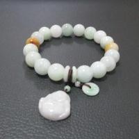 ราคา สร้อยข้อมือหยกพม่าjadeiteเม็ดหยก10mmพร้อมหยกแกะสลักรูปพระสังกัจจายน์เหรียญห่วงสีเขียวอมฟ้าสวบงามตามธรรมชาติขนาดยืดหยุ่น (11003548410)