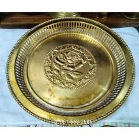 ราคา ถาดทองเหลืองเก่าลายกุหลาบขอบหยัก 16 นิ้ว (21846349477)