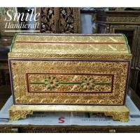 ราคา ((ส่งฟรี!!)) หีบไม้ กล่องไม้ หีบสมบัติไม้ กำปั่นปิดทอง หีบโบราณ (15616584789)