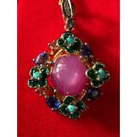 ราคา จี้ทับทิม ดิบ ประดับมิกซ์เจมสโตน ดิบ ตัวเรียนเงินแท้ 925 ร้อมสร้อย เงินแท้ 925 ชุบทองแท้ (27182237767)