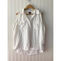 ราคา WHO WHAT WEAR ไซส์ XXL อกหน้าผ้า 46 นิ้ว *วงแขนเหลืองจาง ยาว 27 ผ้าฝ้ายทอห่างมีลาย เสื้อสาวอวบ สาวอวบ แขนกุด เสื้อ สีขาว (19594096359)