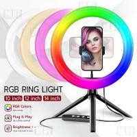 ราคา MLIFE - ไฟไลฟ์สด ไฟแต่งหน้า ไฟวงแหวน ริงไลท์ ไฟ RGB LED 10 12 14 นิ้ว - Selfie Ring Light Tripod Stand (15599424782)
