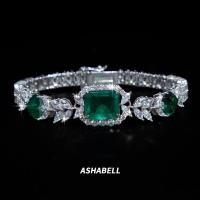 ราคา Deluxe ใหม่ 925 เงินสเตอร์ลิงมรกต CZ 7A Zircon สร้อยข้อมือเพชรเต็มรูปแบบอินเทรนด์ของขวัญงานแต่งงานมีสไตล์สําหรับผู้หญิง (54054435933)