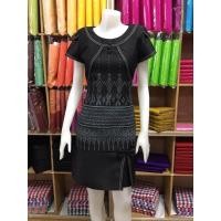 ราคา ชุดแซกผ้าไหมแพรทิพย์แต่งลูกไม้ ปักมุข (แขนสั้น) สีดำ !! อัดผ้ากาวทั้งชุด ดีไซน์สวย หรู ทันสมัย (24240731189)