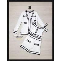 ราคา ชุดเซ็ท3ชิ้นไหมพรมเสื้อแขนยาวสีขาว ป้าย Nannapat มือ1 (23561382568)