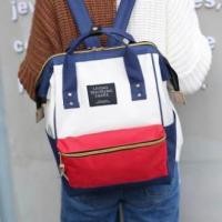 ราคา MERAH Multifunctional Anello Red White Blue Womens Backpack / Denim Canvas School Backpack (29437921242)