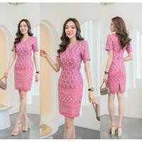 ราคา เดรสผ้าไทย ผ้าฝ้ายไทยแท้ทอลาย ผ้าฝ้ายครามทอลาย ซับในสูททั้งชุด ซิบหลัง ชุดทำงานผ้าไทย (19269574795)
