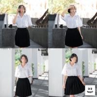 ราคา เสื้อนักศึกษาทรงบอย แขนสามเหลี่ยม เสื้อนิสิตหญิง สำหรับผู้หญฺิง ราคาถูกเนื้อผ้าดีมาก (23248452297)