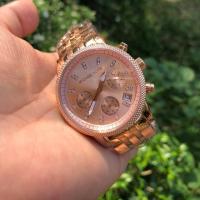 ราคา พร้อมส่งของแท้ นาฬิกา MICHAEL KORS - MK6077 Ritz Chronograph Rose Gold-tone Dial Steel Ladies Watch (7917755174)