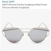 ราคา แว่นกันแดด GAMT Mirrored Cat Eye Sunglasses Metal Frame Flat Lens Unisex 58mm. (316138057)