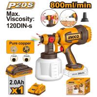 ราคา INGCO กาพ่นสีไร้สาย 20 โวลต์ รุ่น CSGLI20042 อัตราการไหล 800 มล./นาที วัสดุหัวพ่นทองแดงแท้ รวมแบตเตอรี่และแท่นชาร์จ (49651972509)