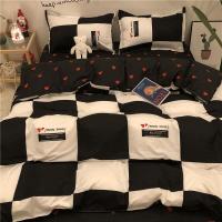 ราคา พร้อมส่ง ชุดเครื่องนอนขาวดำ 4 ชิ้น ชุดผ้าปูที่นอน 6 ฟุต/7 ฟุต/8 ฟุต ปลอกหมอนผ้าฝ้าย 100% หอพักเดี่ยวพร้อมปลอกผ้านวม (13316878372)