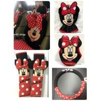 ราคา (งานผ้า)หมอนรองคอ/หุ้มเกียร์ /หุ้มเข็มขัดนิรภัยรถยนต์/หุ้มพวงมาลัยรถยนต์ #Minnie #มินนี่เม้าส์ ลายจุด สิขสิทธิ์แท้ (3294727288)