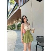 ราคา งานป้าย Bellita การันตีเสื้อผ้าคุณภาพ จั๊มสูทขาสั้นสีมัทชะ สายเดี่ยว อกเว้า แต่งผ้าซีทรู สีครีม ต่อผ้าสีมัทชะ (20165743696)