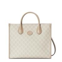 ราคา Gucci Women's Small Off-White Presbyopia Canvas Leather Trimmed Hand Shoulder Bag Tote Bag (27610191045)