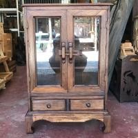 ราคา ตู้กระจกไม้สัก 2 บานเปิด 2 ลิ้นชัก สูง 3 ชั้น ขนาด 60x20x40 cm.ตู้ไม้สัก ตู้หนังสือ ตู้โชว์ ไม้สัก (26453515582)