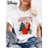 ราคา COD Disney- < Beauty and the Beast > -เสื้อยืดผู้หญิงพิมพ์ฉากคริสต์มาส, ต้นคริสต์มาสเกล็ดหิมะตกแต่งกางเกงขาสั้นสบาย 2025 (48402301954)