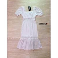 ราคา เดรสแขนตุ๊กตาผ้าลูกไม้ฉลุลาย งานป้าย S M (6435184407)