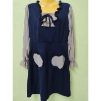 ราคา ชุดเดรสทำงานแขนยาวแฟชั่นน่ารัก มือสอง สีกรม size l-xl สภาพน่ารัก (29603714694)