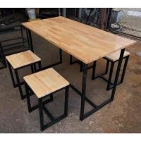 ราคา ติดจอง ชุดโต๊ะเก้าอี้ไม้ขาเหล็ก (7792304782)