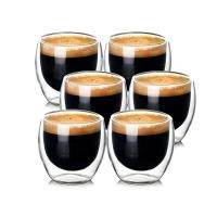 ราคา 2.7 Oz Double Wall Glass Coffee Mugs Set of 6,Glass Coffee Espresso Cups,Clear Glass Coffee Mugs,for Latte,Tea,Milk,Capp (28913977738)