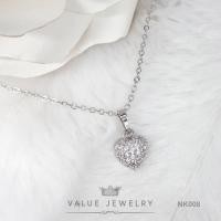 ราคา สร้อยคอพร้อมจี้ ฝังคริสตัลแท้ ลายหัวใจ Heart ขนาดพอเหมาะ สร้อย สร้อยคอ เครื่องประดับ NK008 ValueJewelry (1654745384)