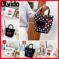 ราคา กระเป๋าโท้ทผ้าแคนวาส OLVIDO,ผ้าใบเชอร์รี่มินิกระเป๋าถือ,การ์ตูนแบบพกพาความจุขนาดใหญ่คิตตี้แมวถุงอาหารกลางวันปิกนิก (29603880233)