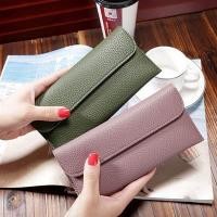 ราคา HIJAU UNGU Aoli กระเป๋าสตางค์พับยาวผู้หญิง สีเขียวเรียบง่าย สีดํา สีม่วง 077bdo (24035559617)